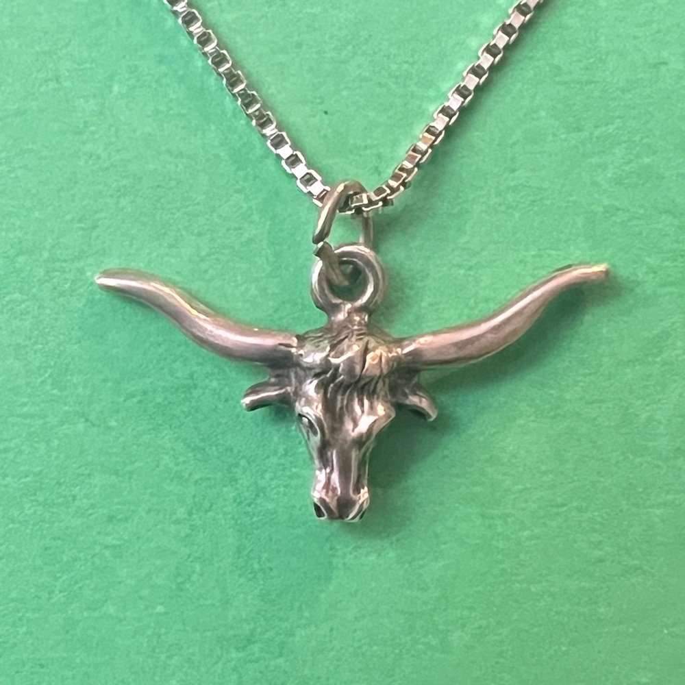 1” Sterling Silver Longhorn pendant (necklace not included)